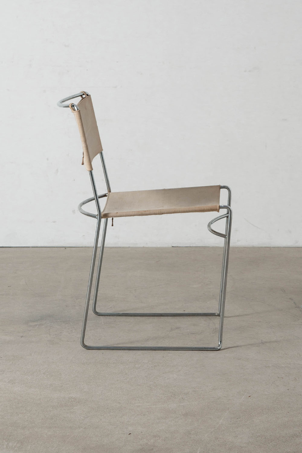 Delfina Chair by Enzo Mari for Driade in Chrome and Canvas