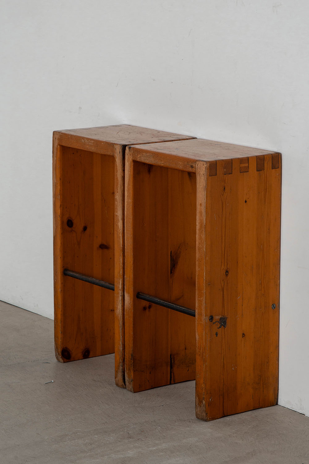High Stool in Wood and Steel