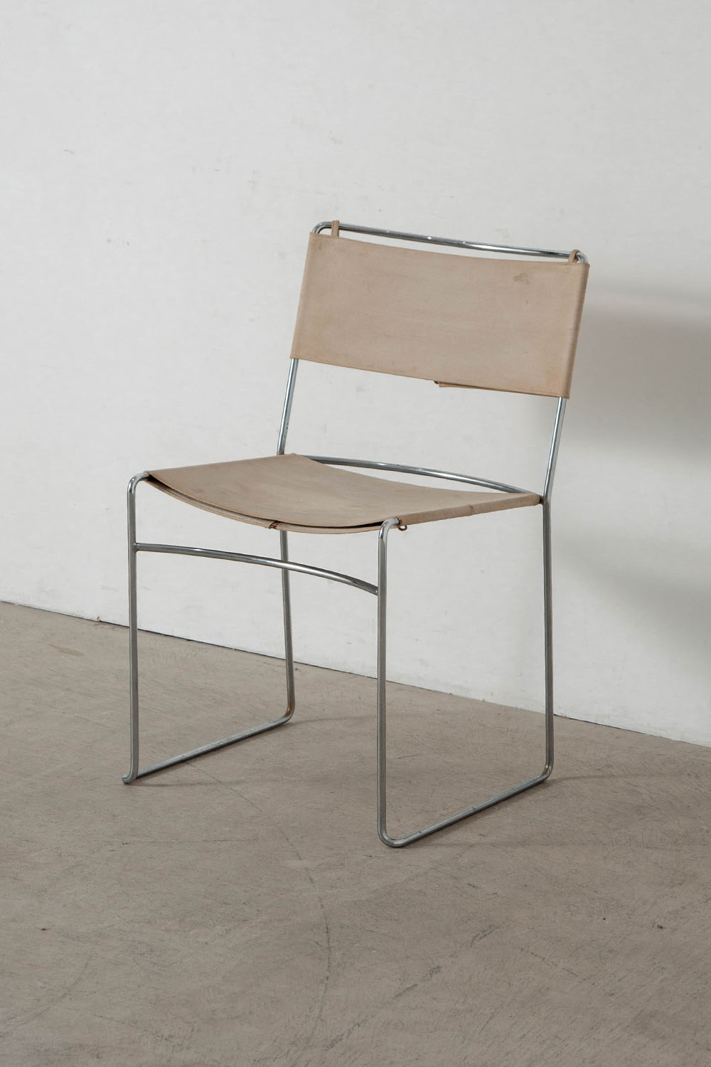 Delfina Chair by Enzo Mari for Driade in Chrome and Canvas