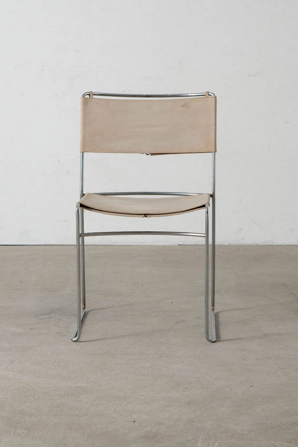 Delfina Chair by Enzo Mari for Driade in Chrome and Canvas
