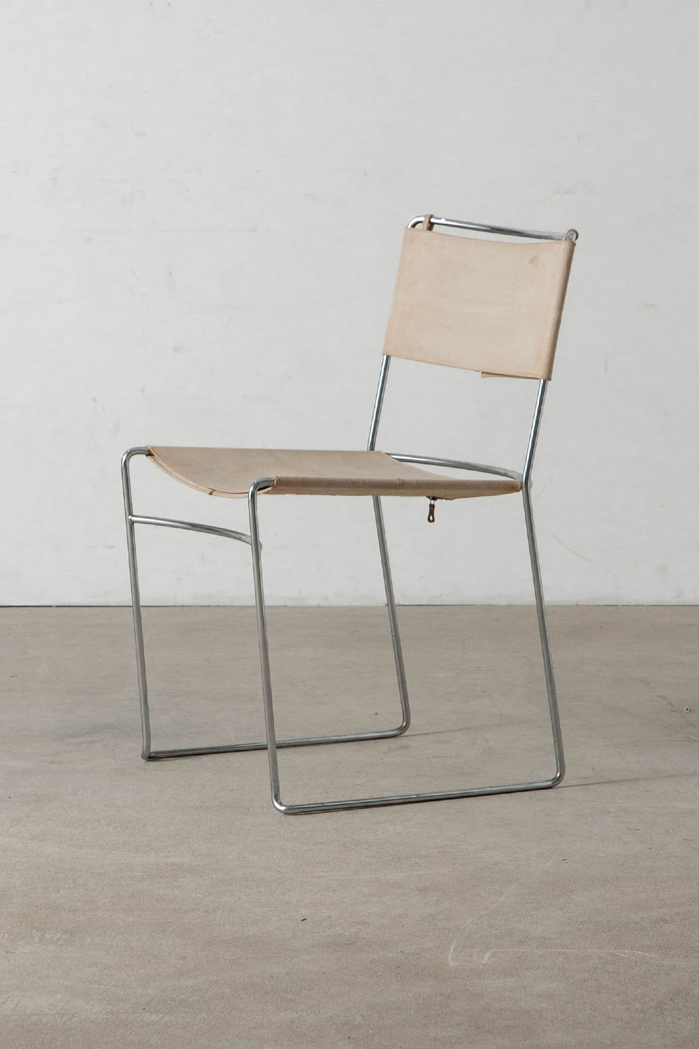 Delfina Chair by Enzo Mari for Driade in Chrome and Canvas