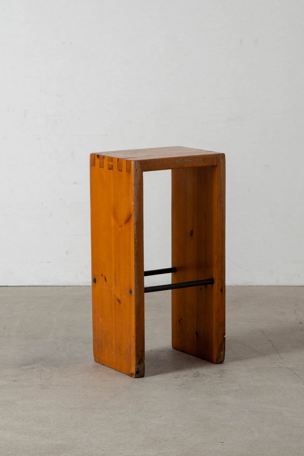 High Stool in Wood and Steel