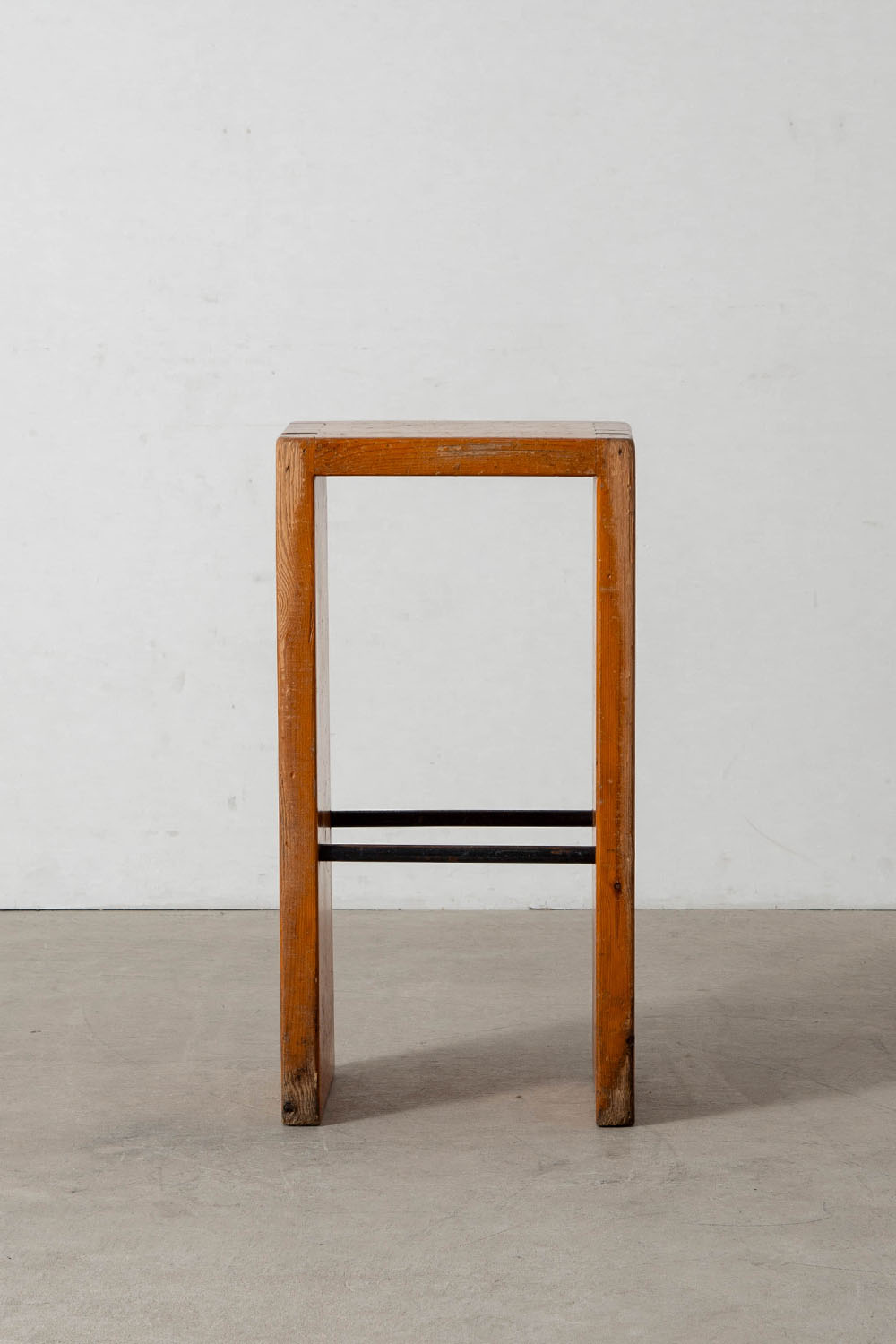 High Stool in Wood and Steel
