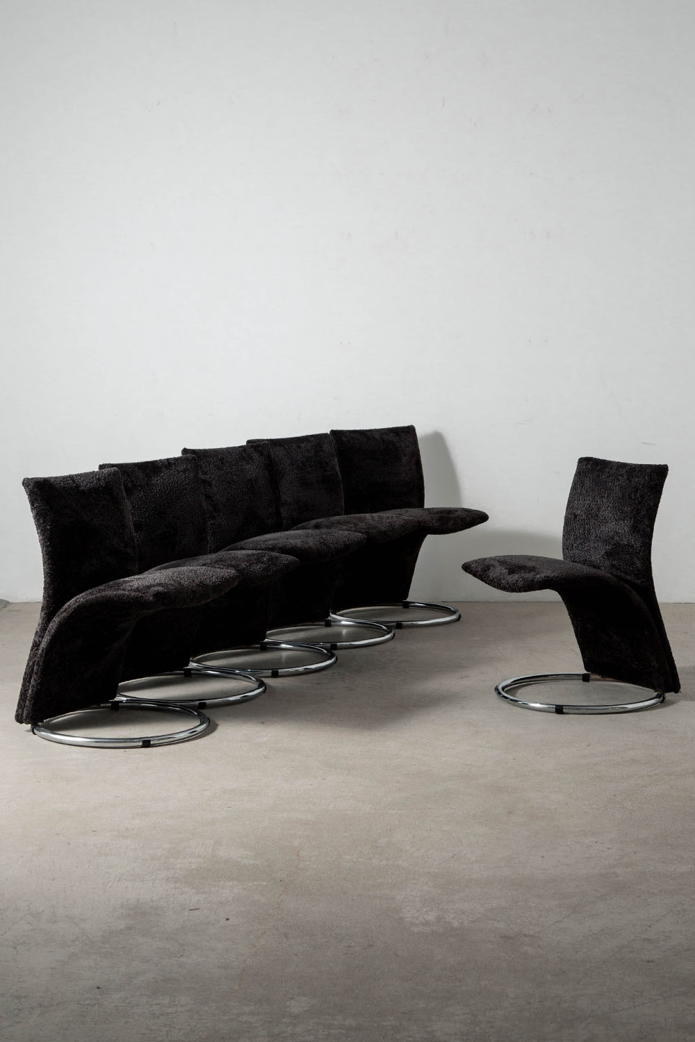 Calla Chair by Pompeo Fumagalli in Chrome and Fabric