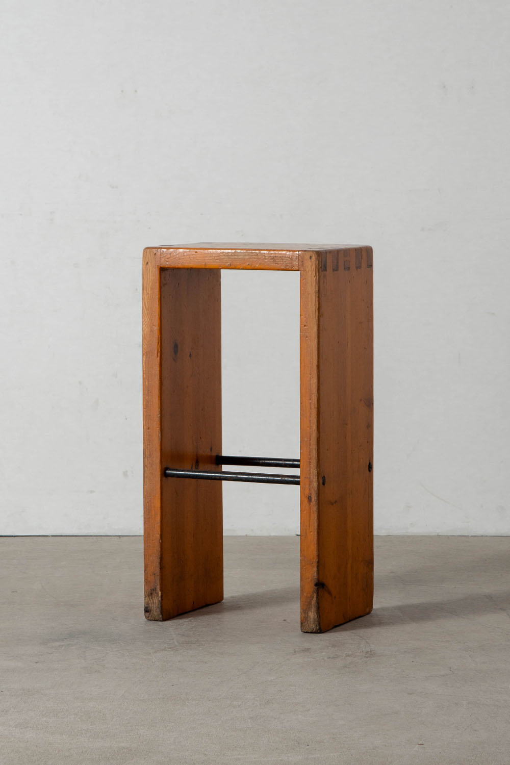 High Stool in Wood and Steel
