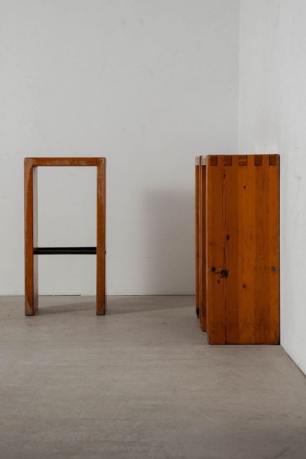 High Stool in Wood and Steel