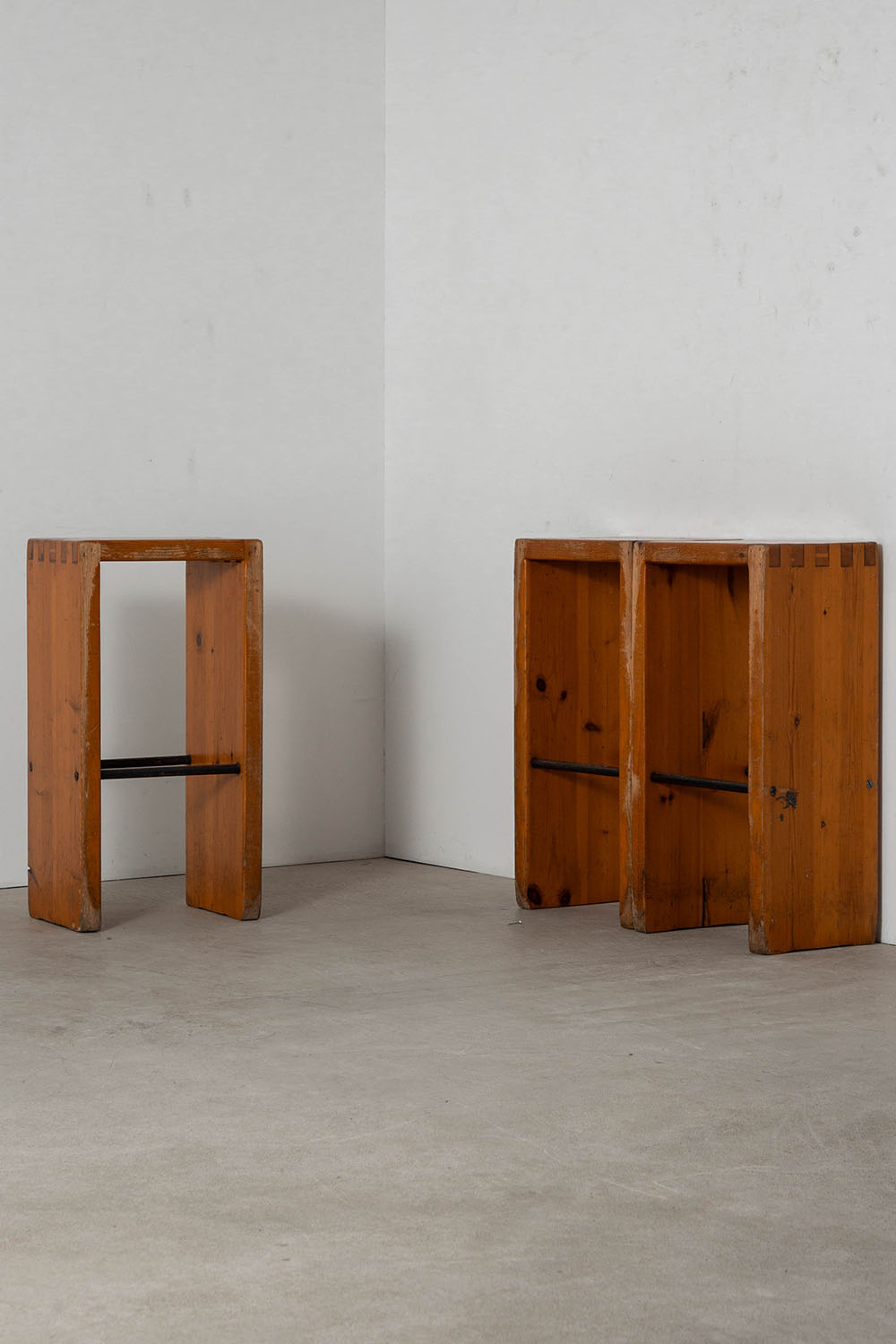 High Stool in Wood and Steel