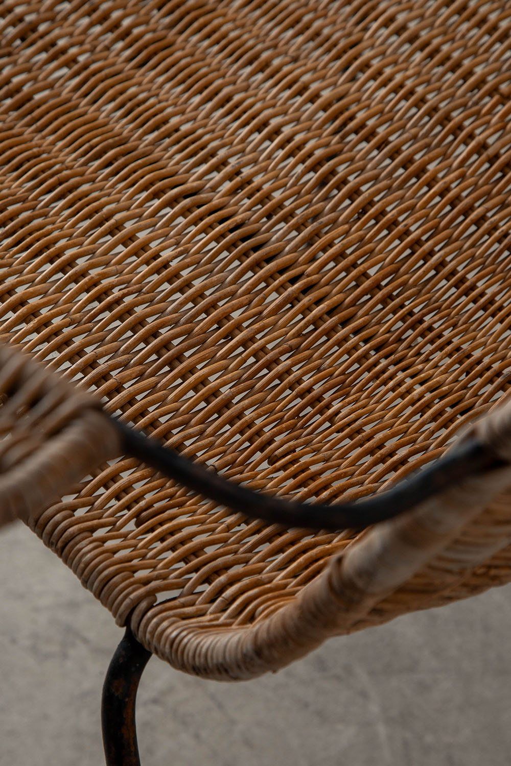 Arm Chair by Gian Franco Legler in Rattan and Black