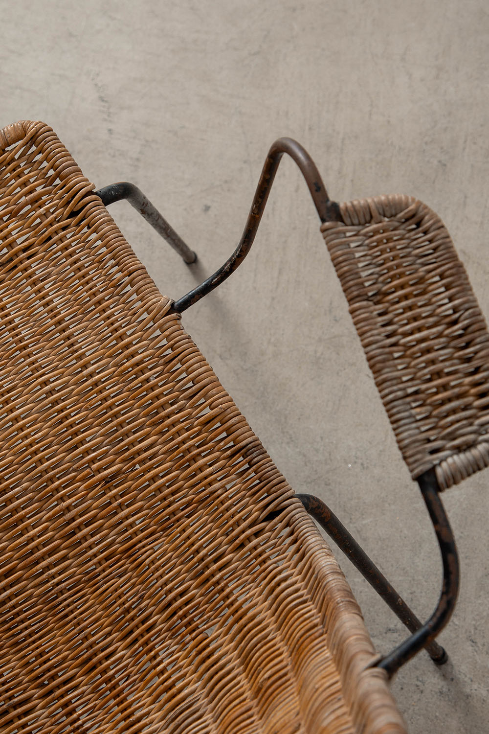 Arm Chair by Gian Franco Legler in Rattan and Black