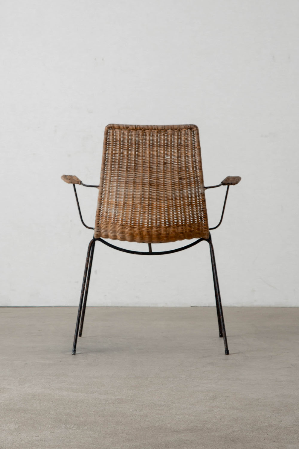 Arm Chair by Gian Franco Legler in Rattan and Black