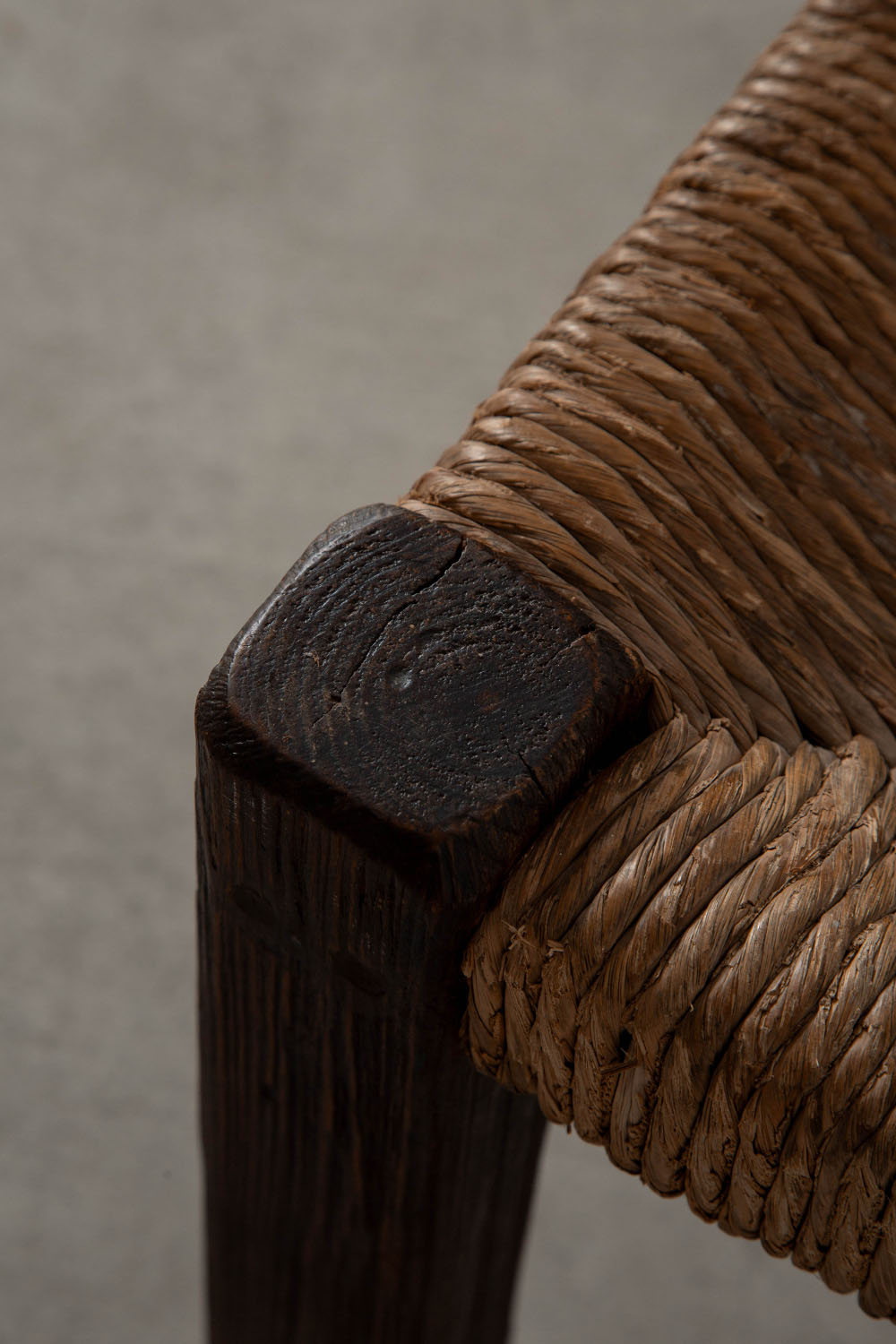 Stool in Wood and Rush Seat