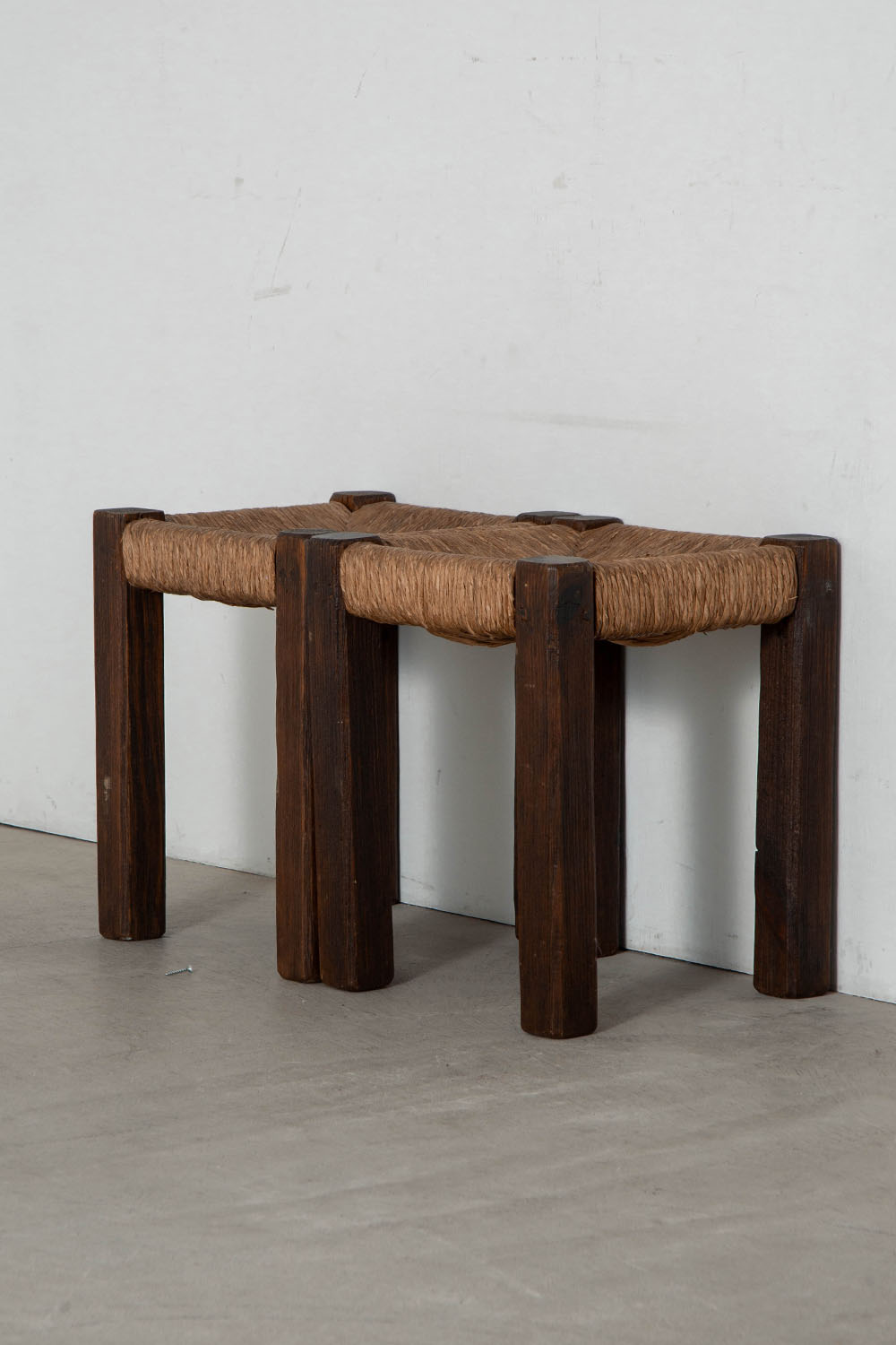 Stool in Wood and Rush Seat
