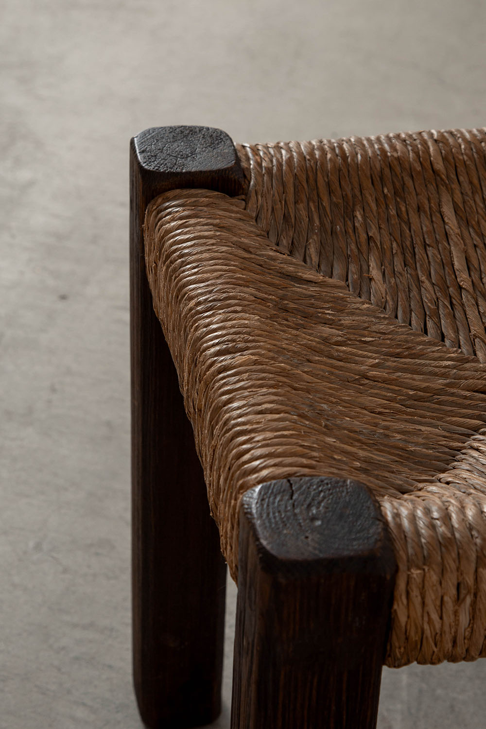 Stool in Wood and Rush Seat