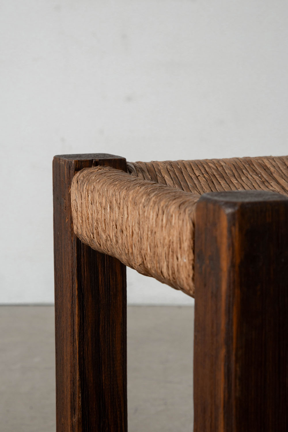 Stool in Wood and Rush Seat