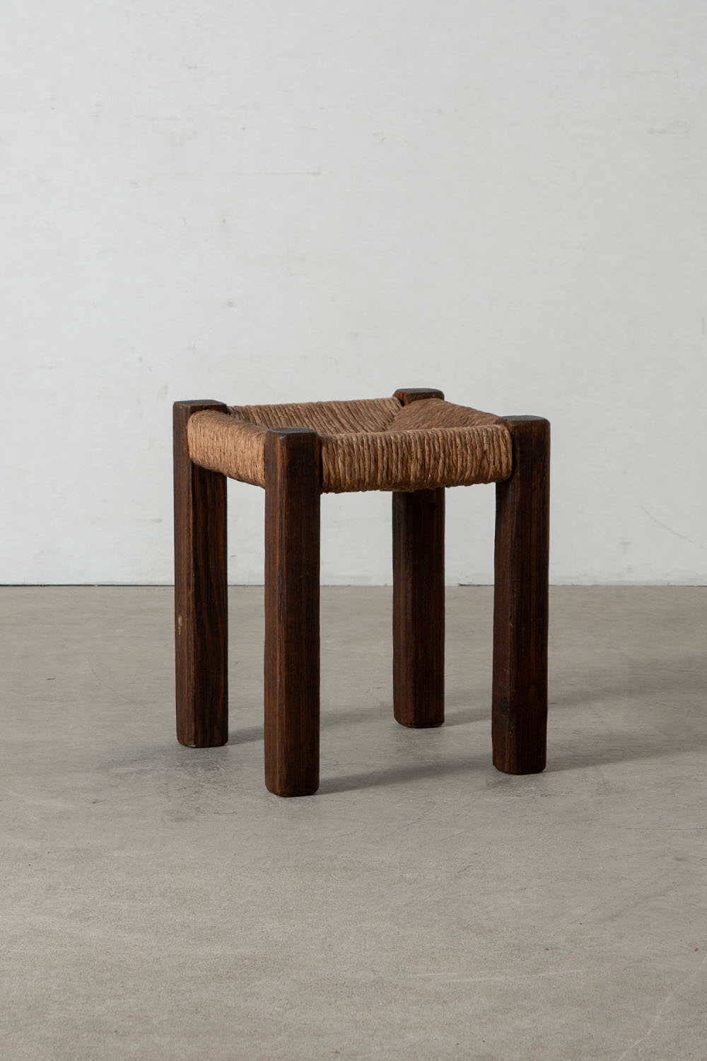 Stool in Wood and Rush Seat