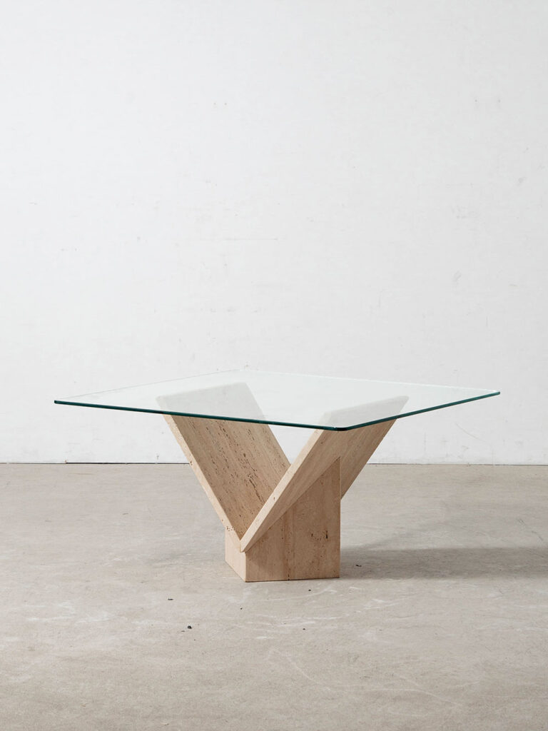 Coffee Table in Glass and Travertine