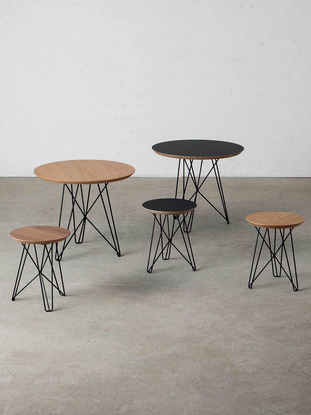 IJhorst Side Tables Small by Constant Nieuwenhuys for Pastoe in Metal and Fenix Black , Oak , Walnut