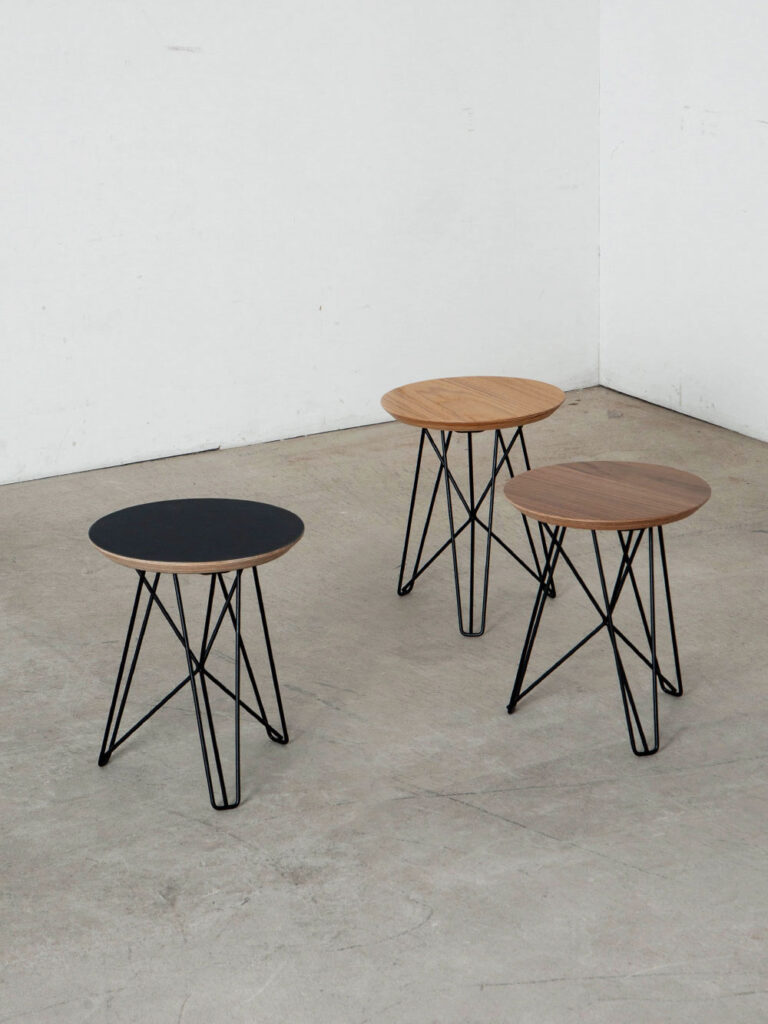 IJhorst Side Tables Small by Constant Nieuwenhuys for Pastoe in Metal and Fenix Black , Oak , Walnut