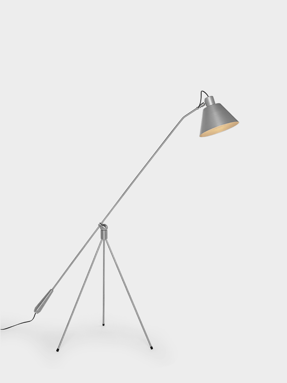 Magneto Floor Lamp by Henk Fillekes for Pastoe in Aluminum Silver