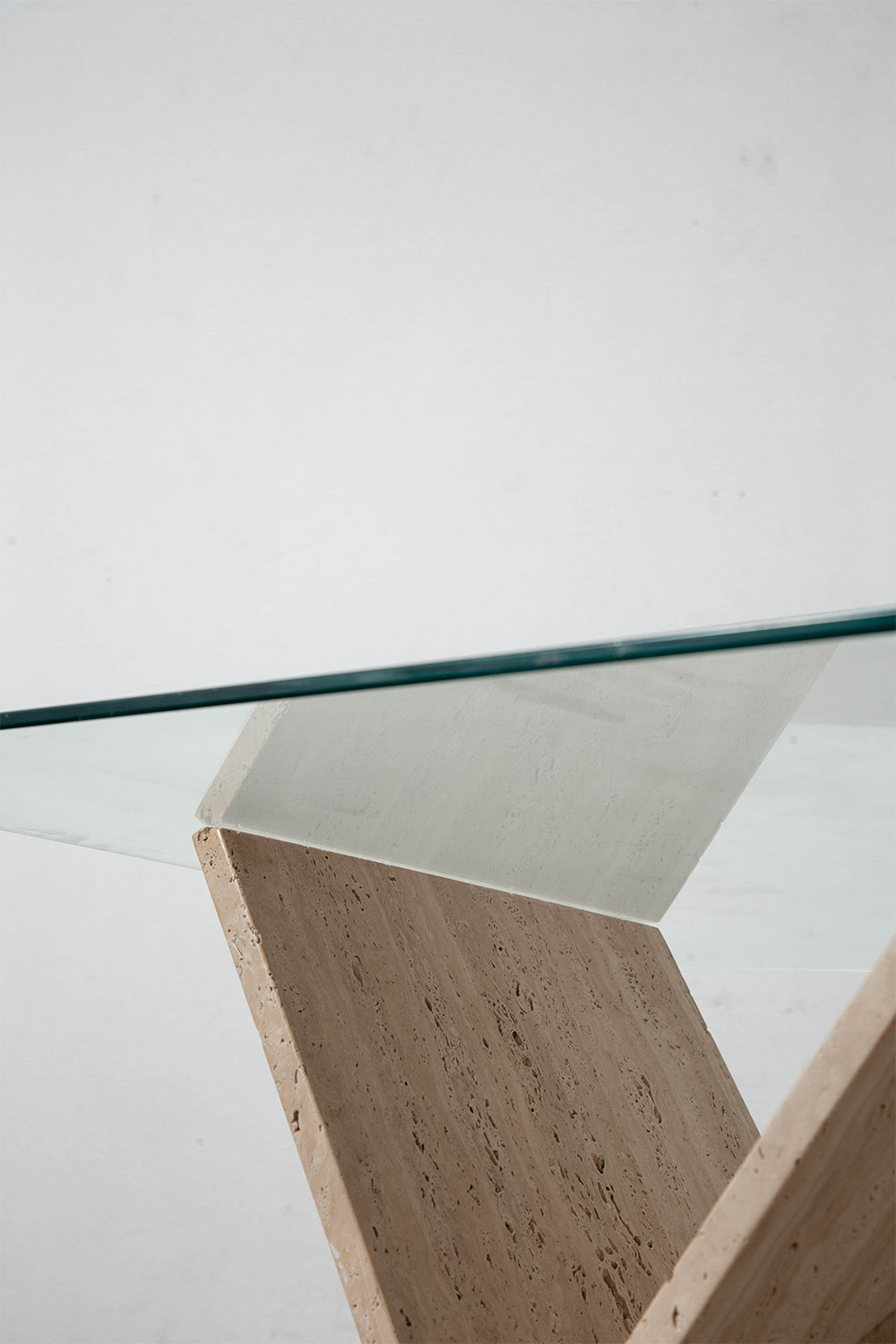 Coffee Table in Glass and Travertine