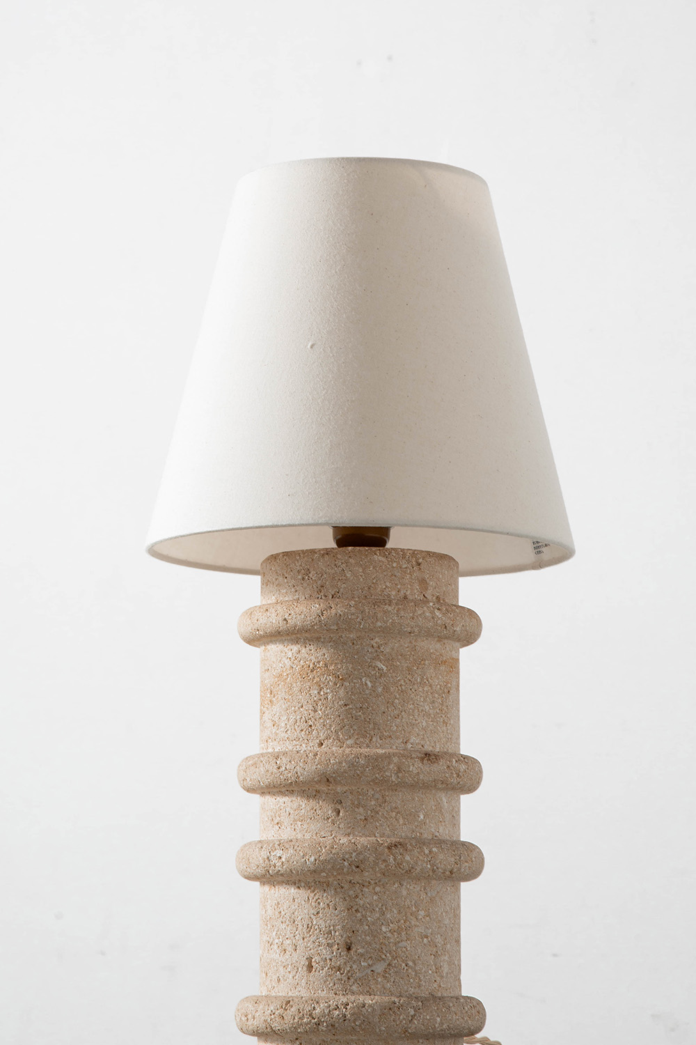 Table Lamp in Travertine and Fabric