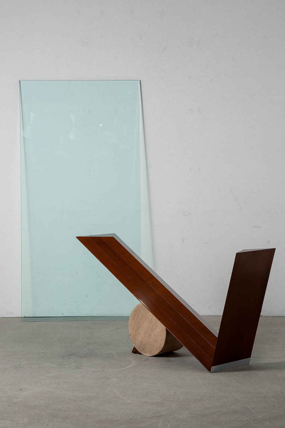 Valentino Table by Emanuele Zenere for Cattelan Italia in Glass , Wood and Travertine