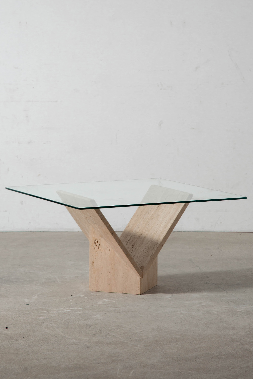 Coffee Table in Glass and Travertine