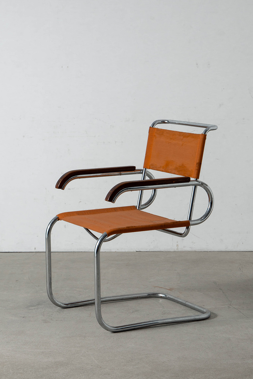 B55 Chair by Marcel Breuer for THONET in Chrome , Wood and Canvas