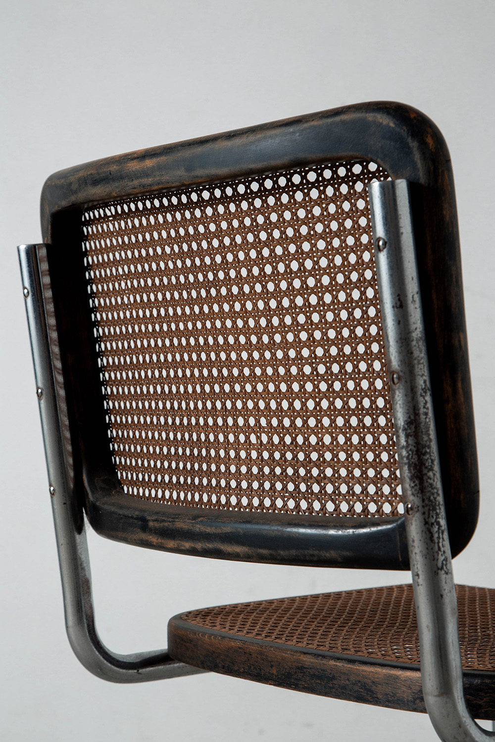 B32 Cesca Chair by Marcel Breuer for THONET in Chrome , Wood and Rattan