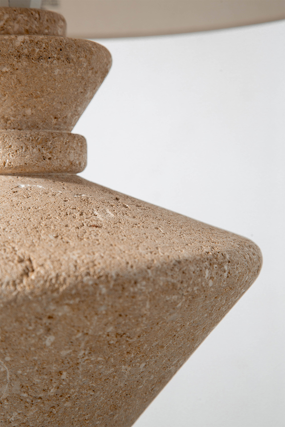 Table Lamp in Travertine and Fabric