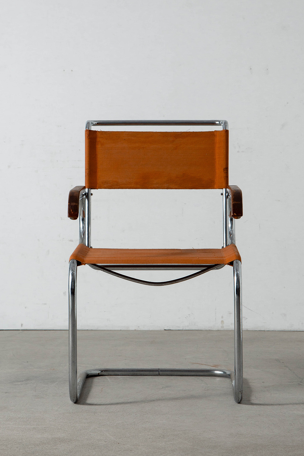 B55 Chair by Marcel Breuer for THONET in Chrome , Wood and Canvas