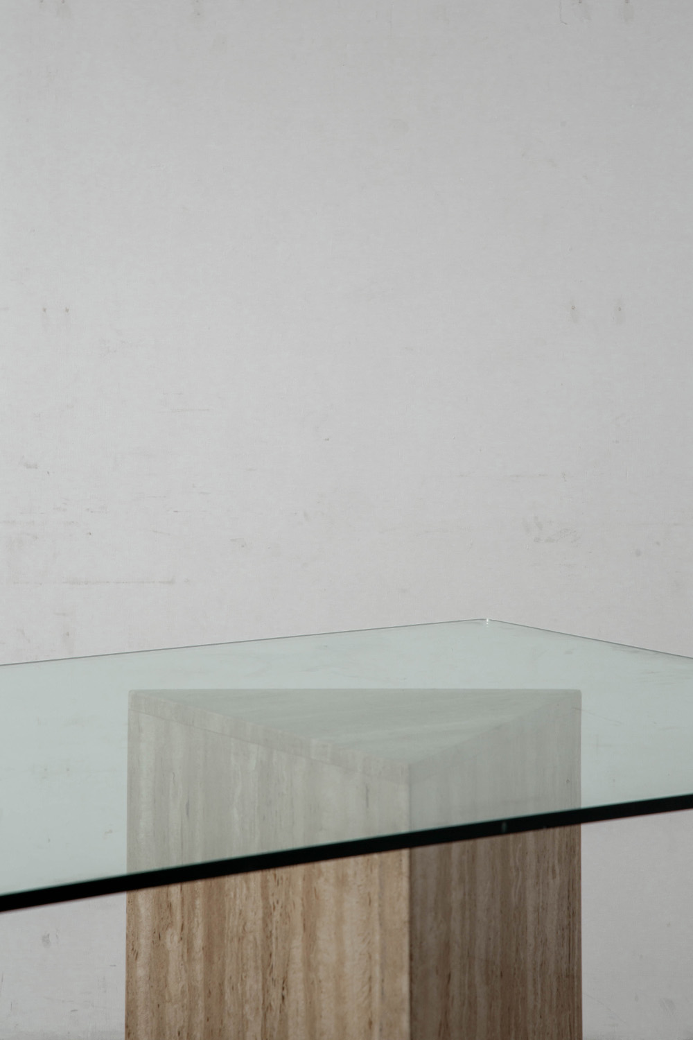 Dining Table in Glass and Travertine
