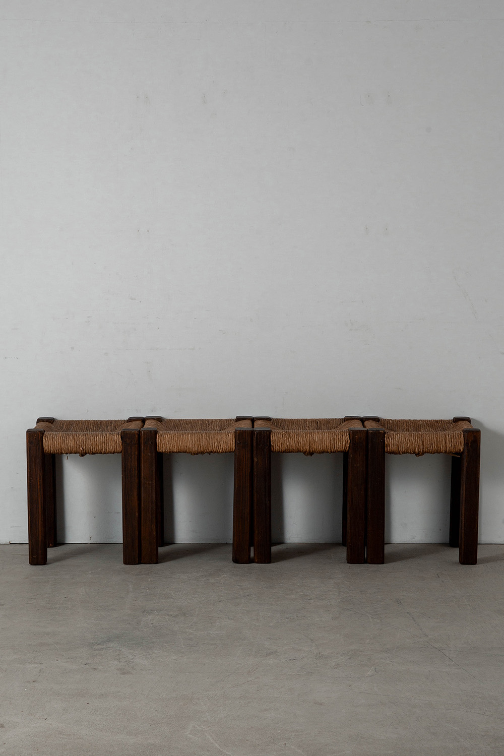 Stool in Wood and Rush Seat
