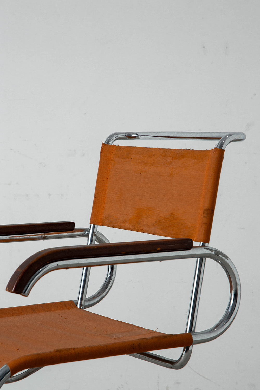 B55 Chair by Marcel Breuer for THONET in Chrome , Wood and Canvas