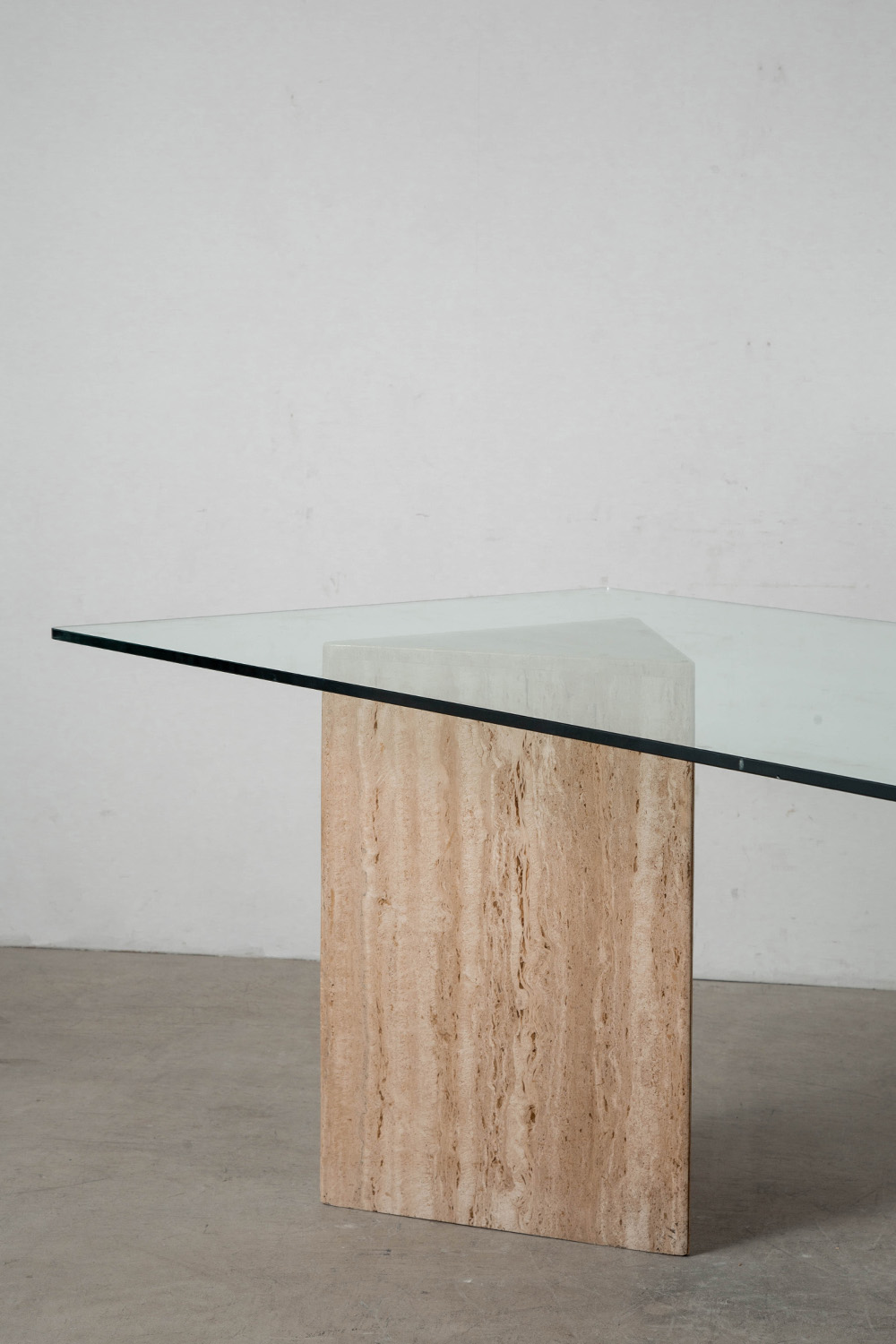 Dining Table in Glass and Travertine