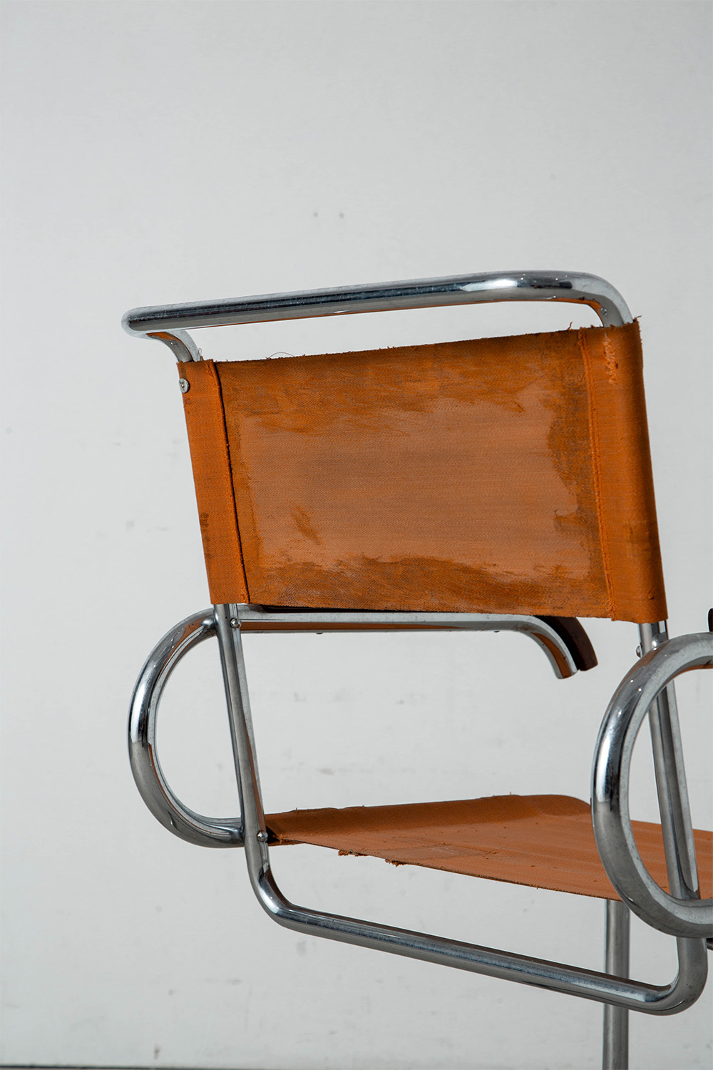 B55 Chair by Marcel Breuer for THONET in Chrome , Wood and Canvas