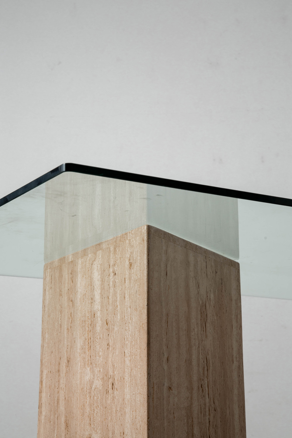 Dining Table in Glass and Travertine