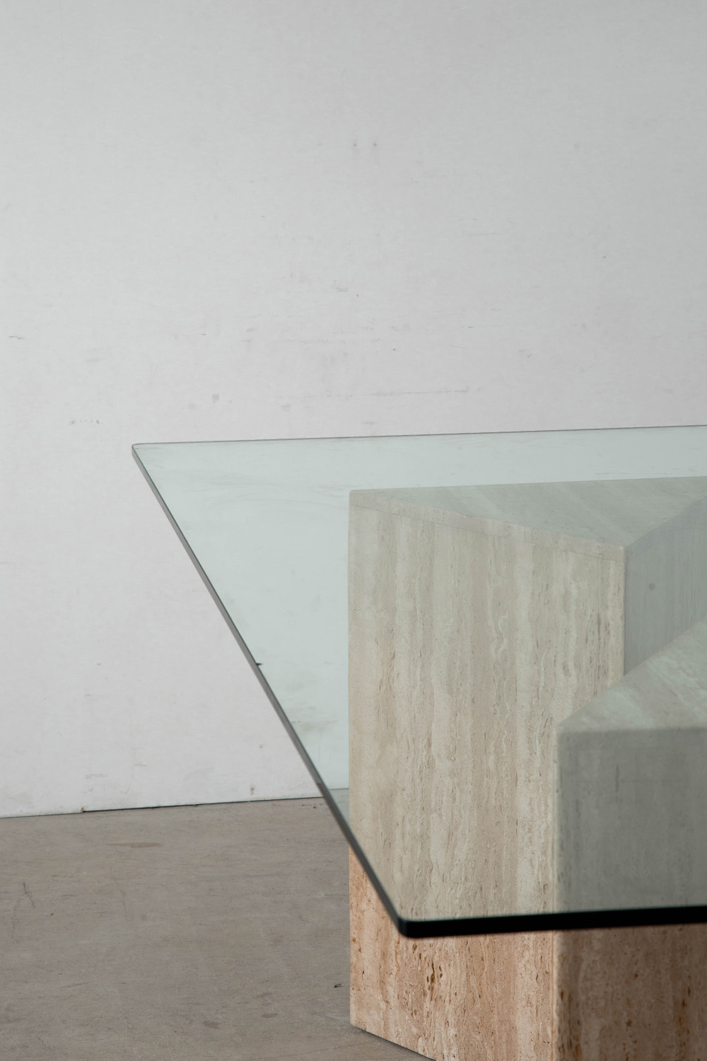 Dining Table in Glass and Travertine