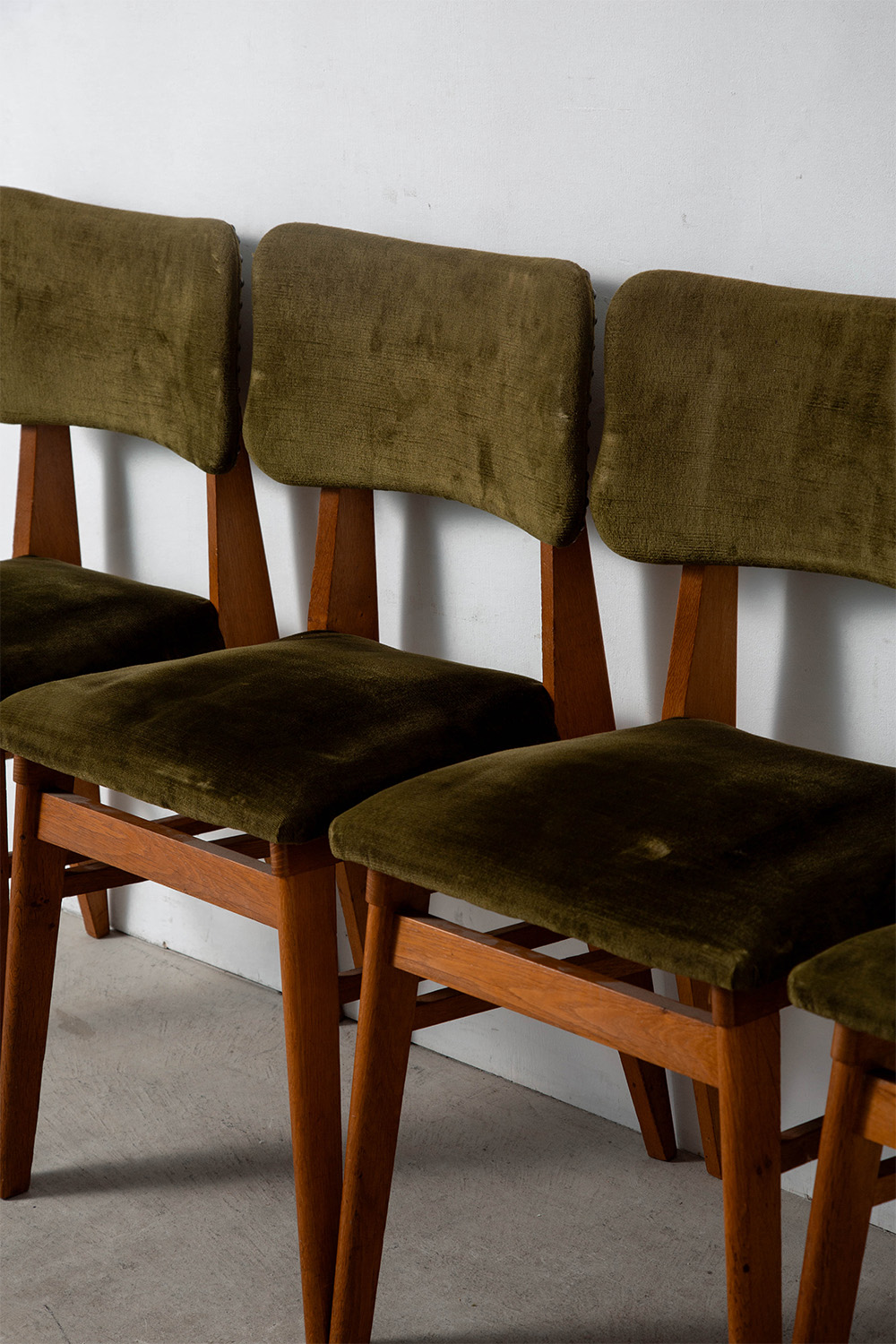 Dining Chair attribute to Jean Prouvé for Vauconsant in Fabric and Wood