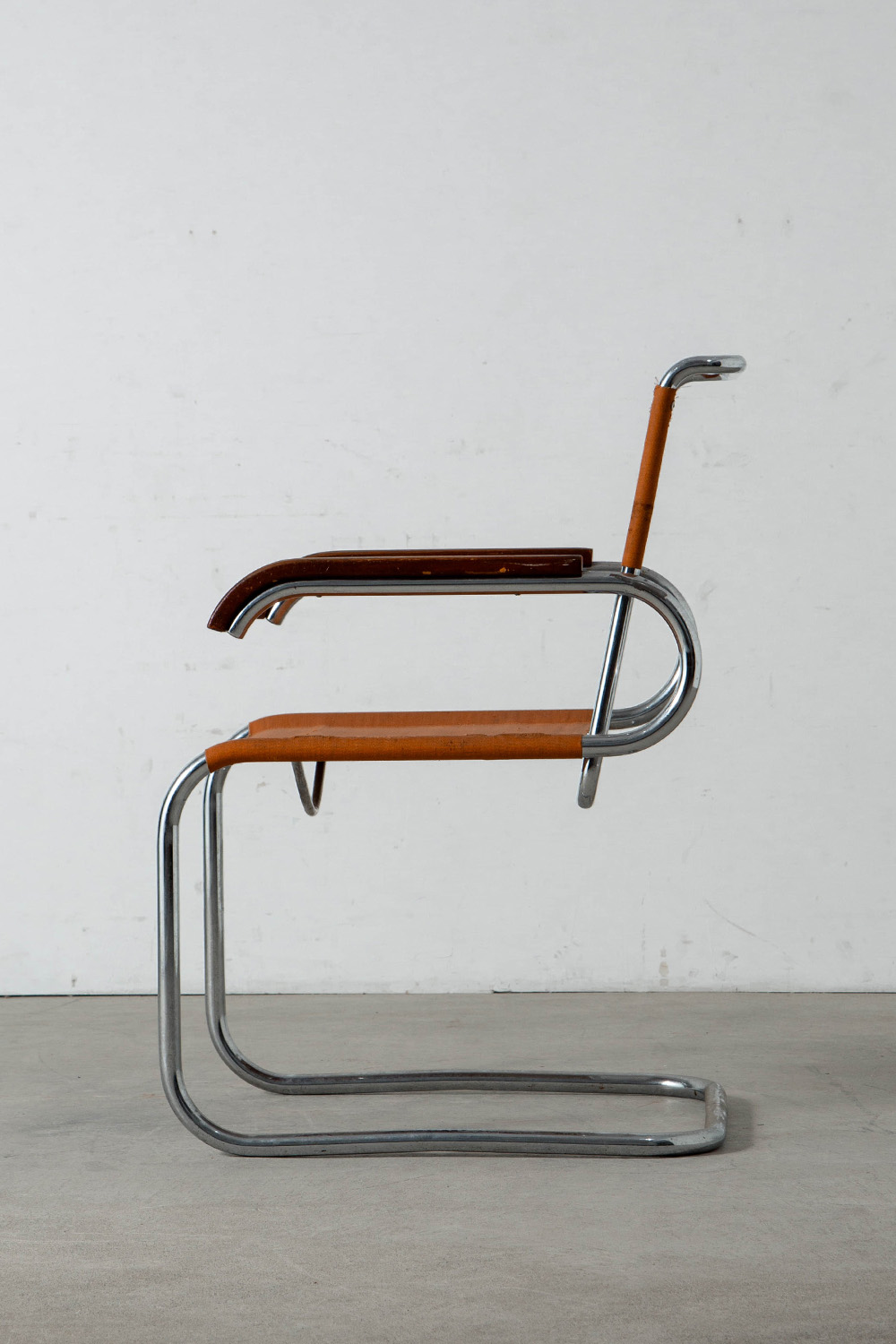 B55 Chair by Marcel Breuer for THONET in Chrome , Wood and Canvas