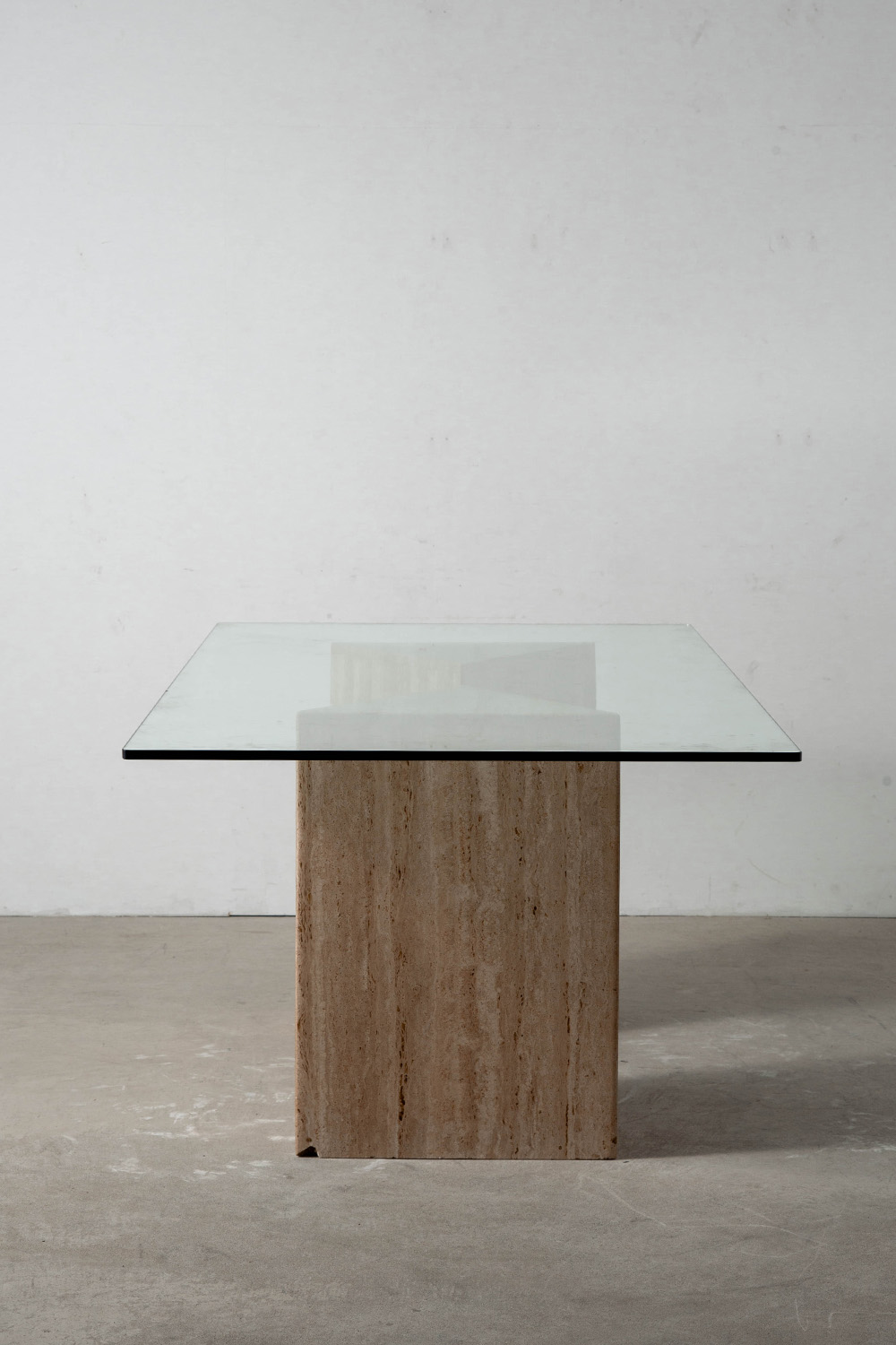 Dining Table in Glass and Travertine