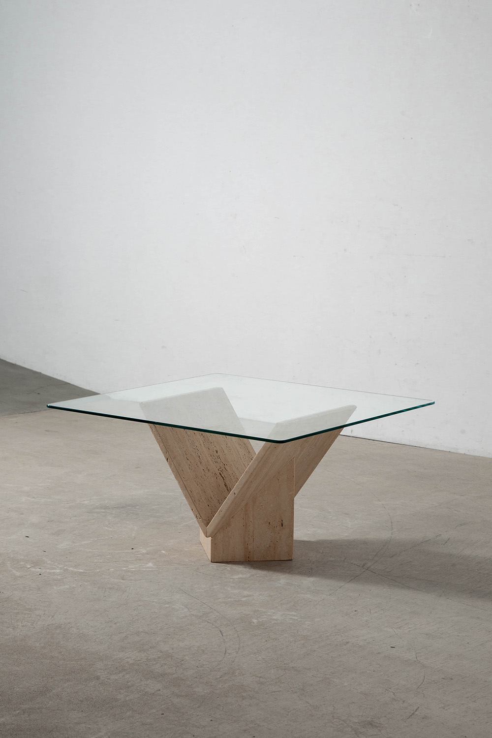 Coffee Table in Glass and Travertine