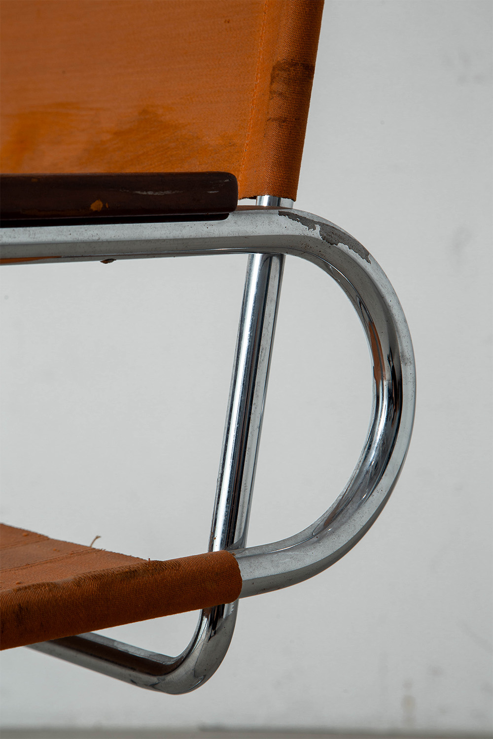 B55 Chair by Marcel Breuer for THONET in Chrome , Wood and Canvas