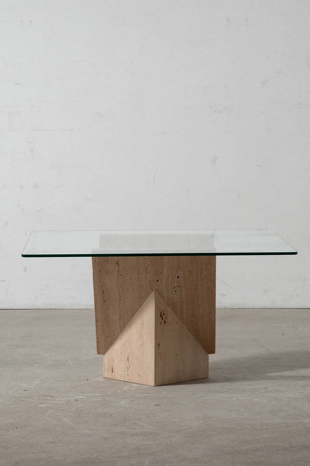 Coffee Table in Glass and Travertine