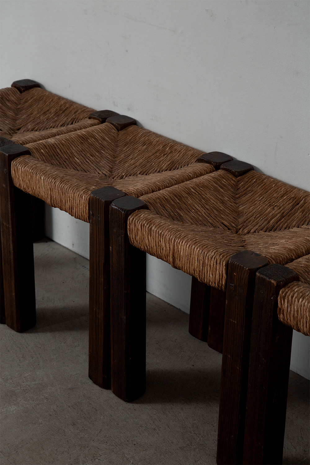 Stool in Wood and Rush Seat