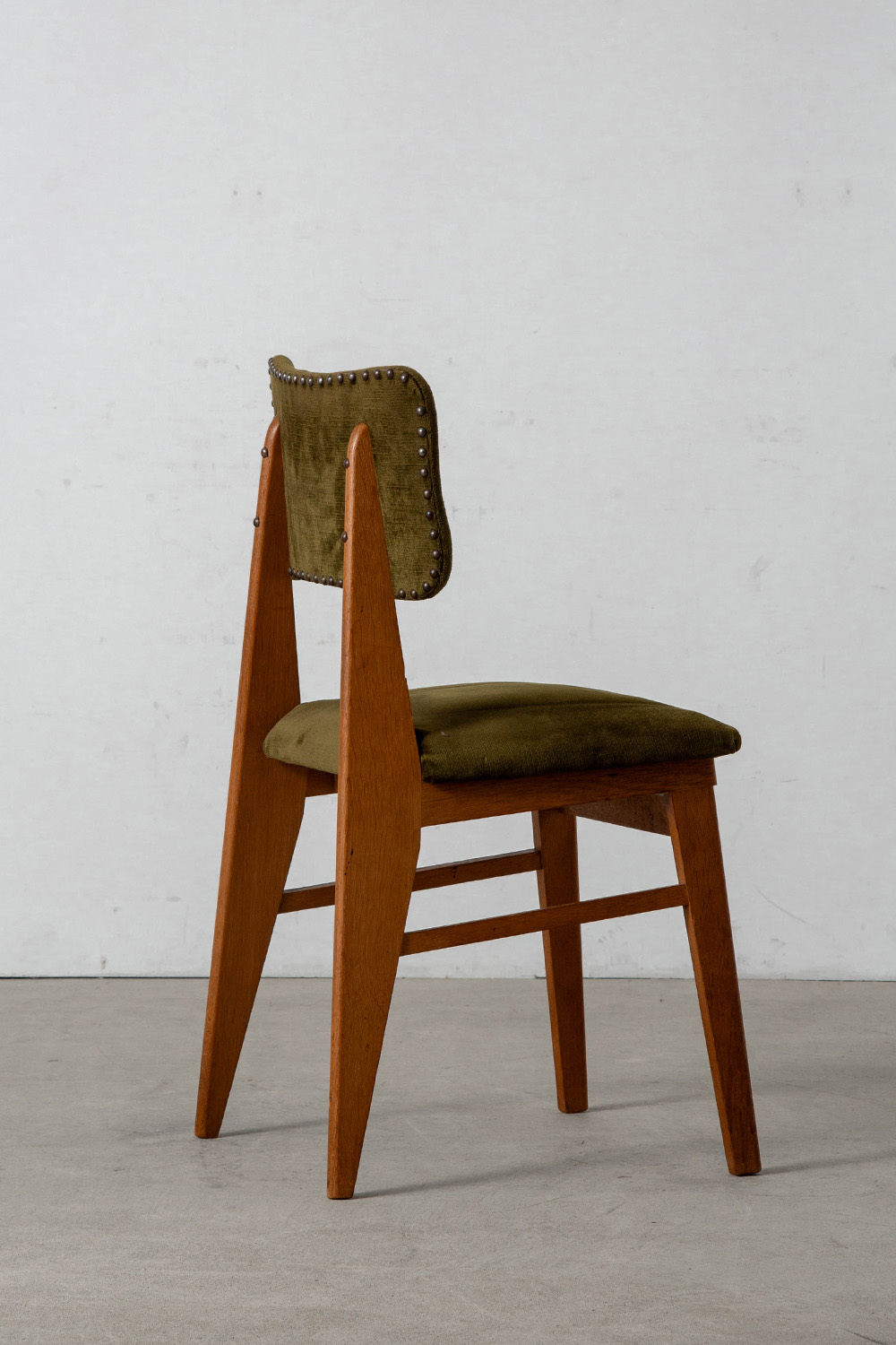 Dining Chair attribute to Jean Prouvé for Vauconsant in Fabric and Wood