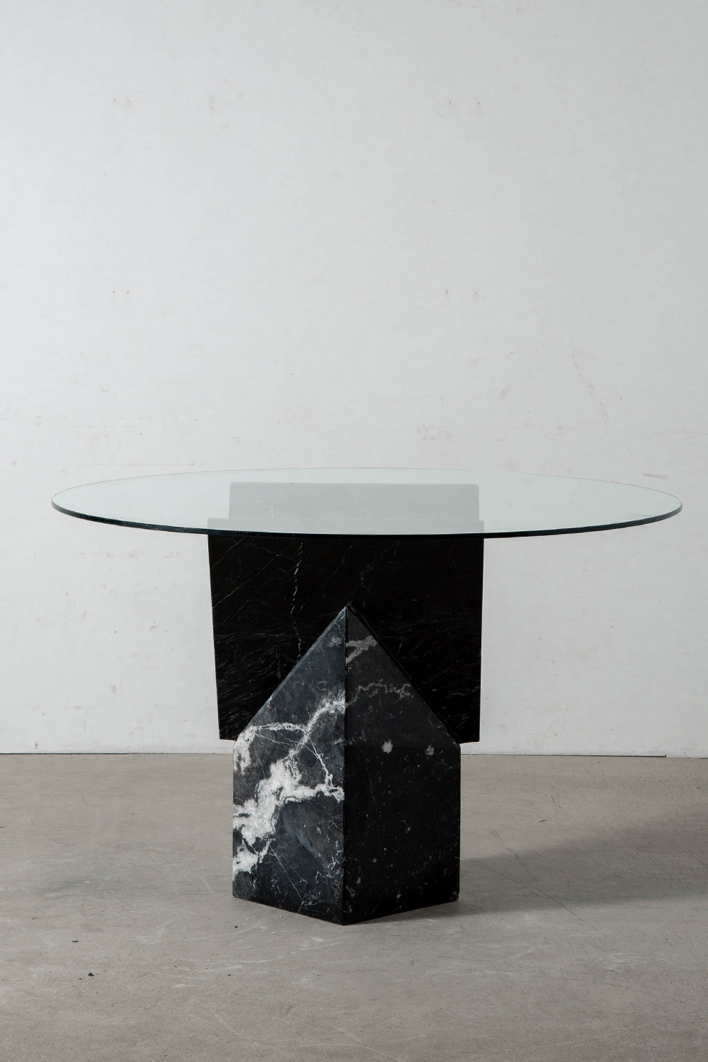 Y-Leg Dining Table in Glass and Marble