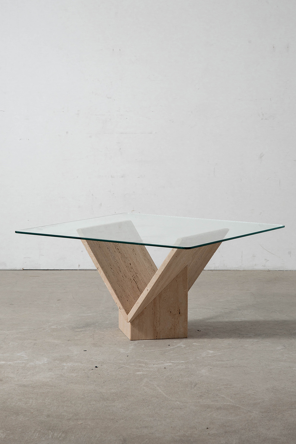 Coffee Table in Glass and Travertine