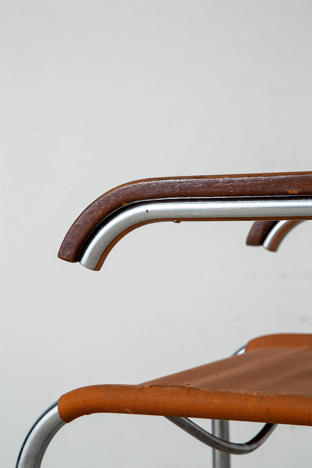 B55 Chair by Marcel Breuer for THONET in Chrome , Wood and Canvas