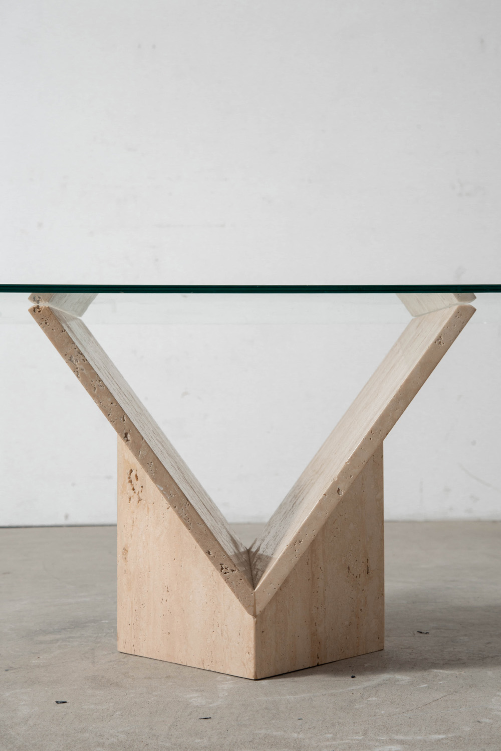 Coffee Table in Glass and Travertine